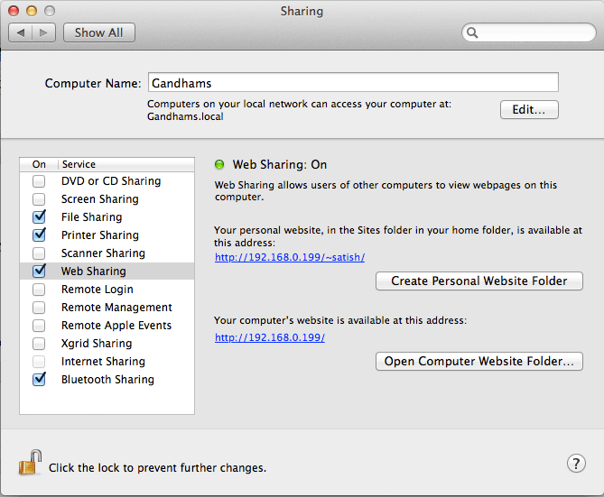 starting webserver in mac osx
